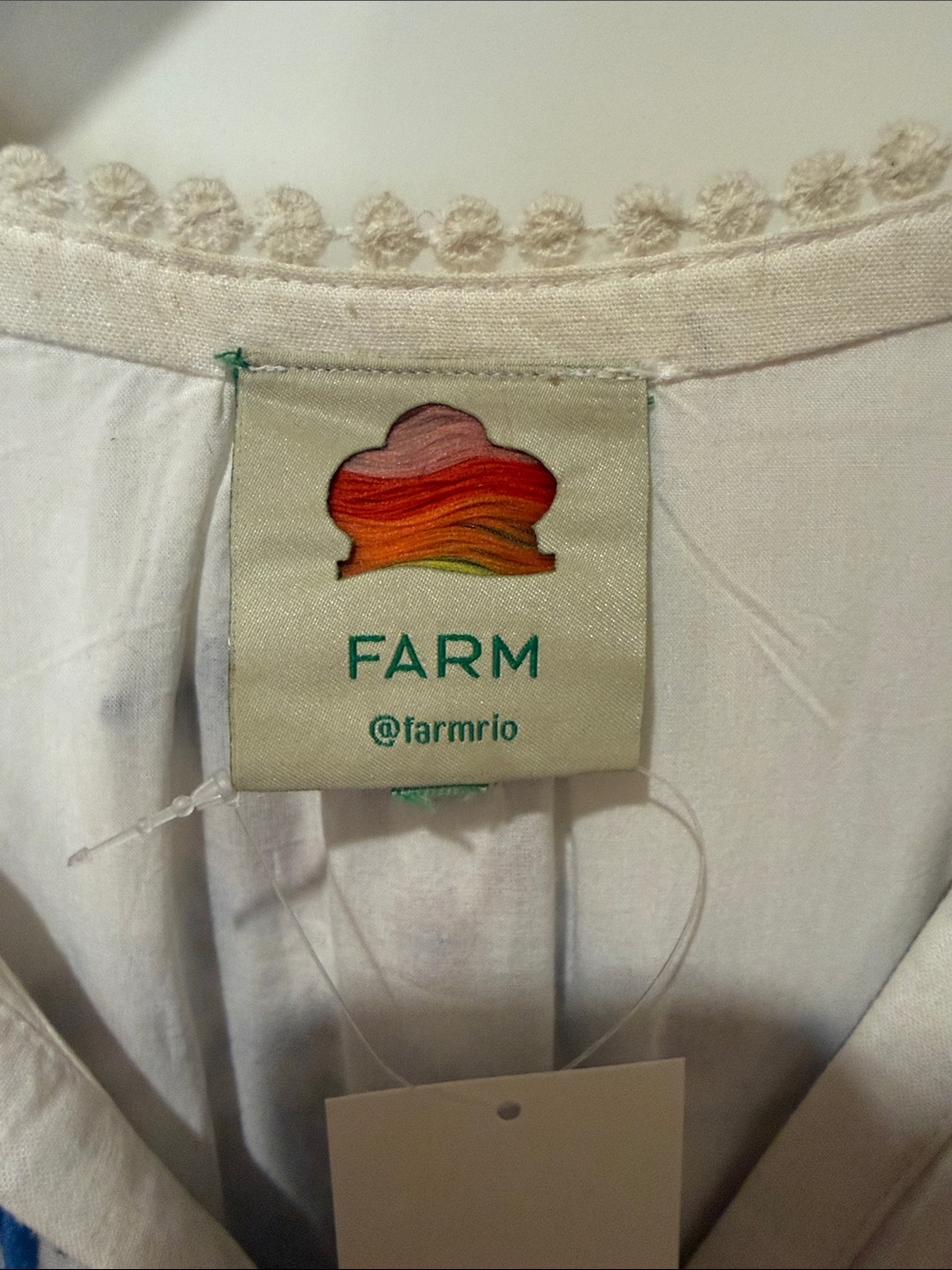 FARM Rio White Maxi Dress with Blue and Red Embroidery - Picture 4 of 12